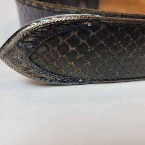 Belts by Herb Black Snakeskin Belt w/ Sterling Silver Overlay – Size 37 - Picture 4 of 7